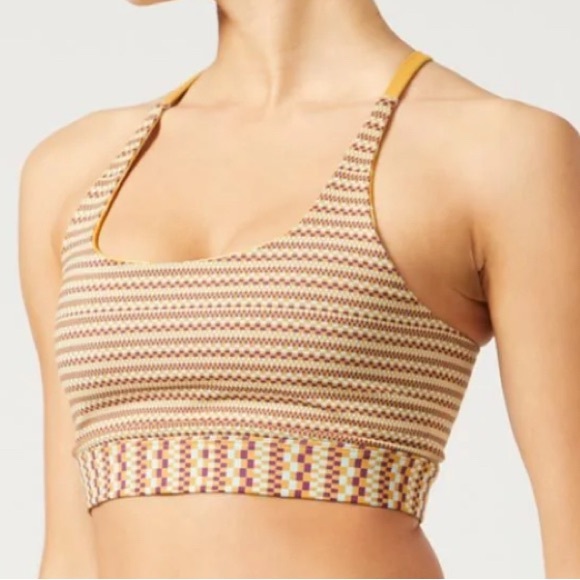 WITH Gaby Strap Back Zipper Sports Bra Turmeric Yellow NWT Medium - Picture 6 of 7